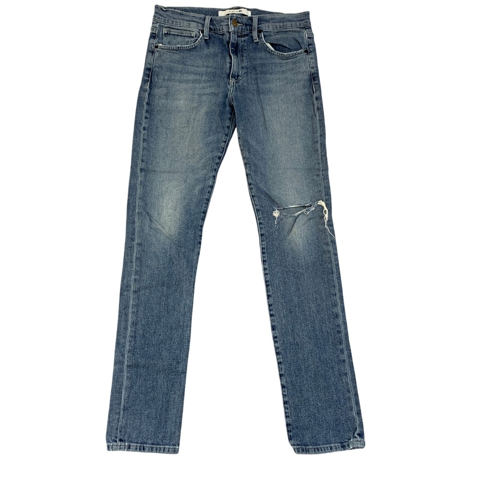 Joe's Jeans Women's 31 Blue Slim Fit Distressed Denim Jeans Cotton Spandex